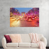 "Night view of Arc de Triomphe with vehicle light trails effect"