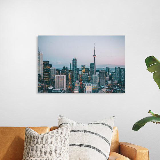 "Toronto Cityscape in Twilight with CN Tower"