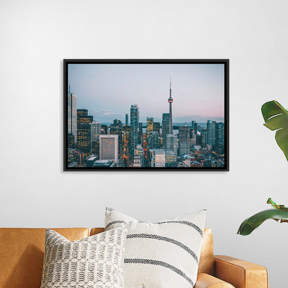 "Toronto Cityscape in Twilight with CN Tower"