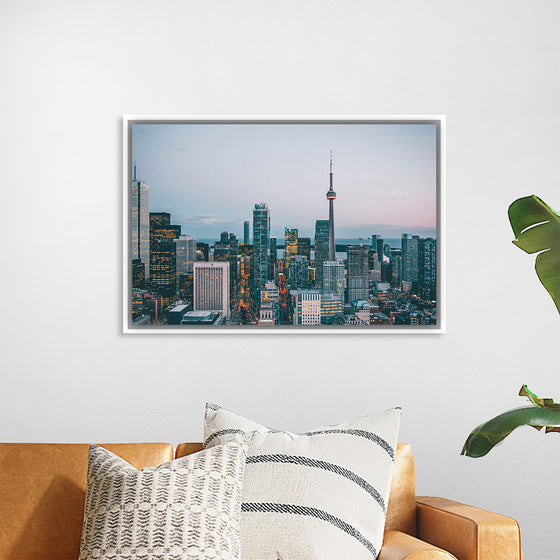 "Toronto Cityscape in Twilight with CN Tower"