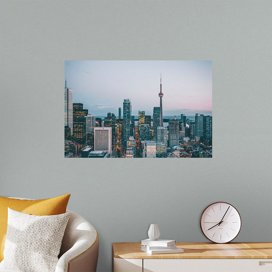 "Toronto Cityscape in Twilight with CN Tower"