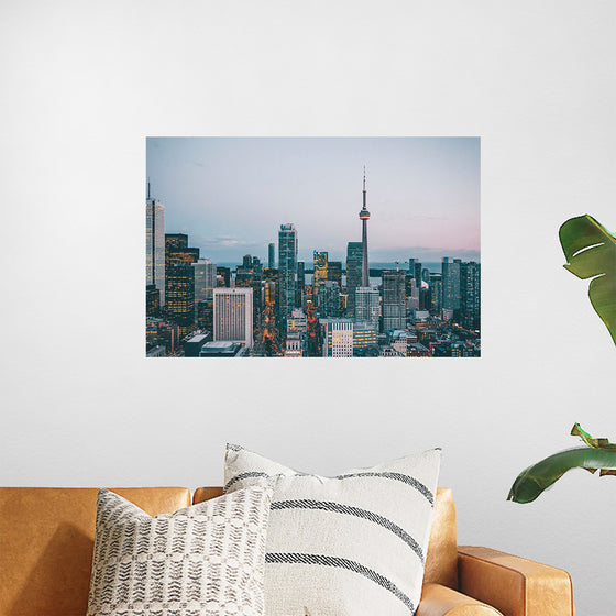 "Toronto Cityscape in Twilight with CN Tower"