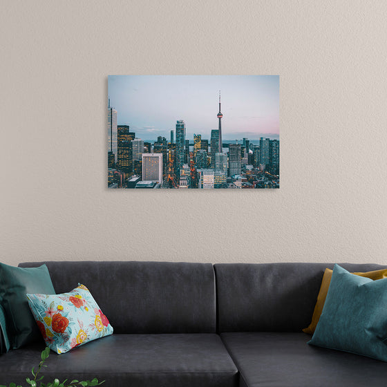 "Toronto Cityscape in Twilight with CN Tower"