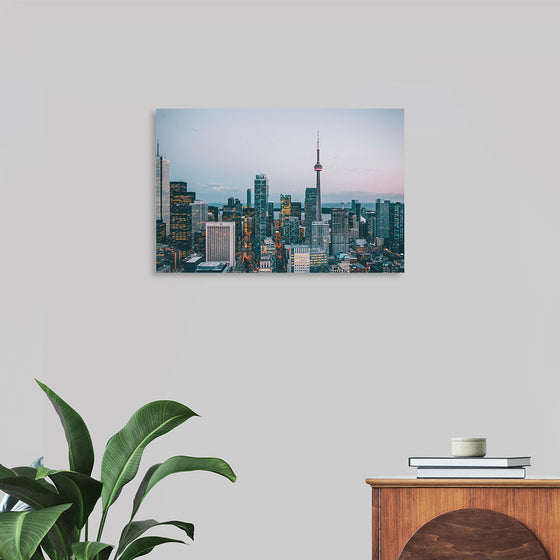 "Toronto Cityscape in Twilight with CN Tower"