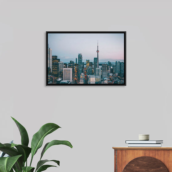 "Toronto Cityscape in Twilight with CN Tower"