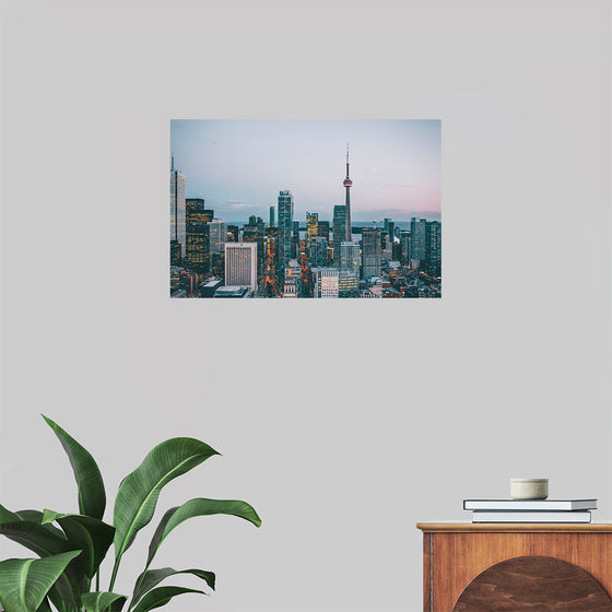 "Toronto Cityscape in Twilight with CN Tower"