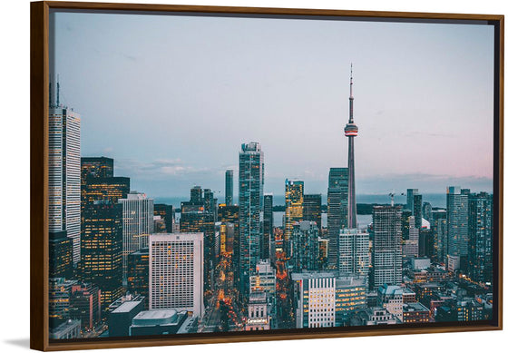 "Toronto Cityscape in Twilight with CN Tower"