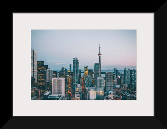 "Toronto Cityscape in Twilight with CN Tower"