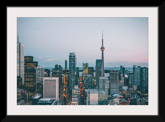 "Toronto Cityscape in Twilight with CN Tower"