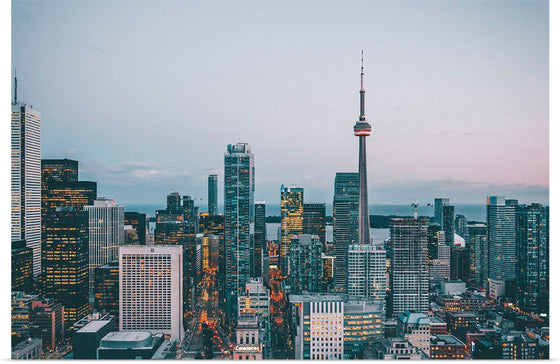 "Toronto Cityscape in Twilight with CN Tower"