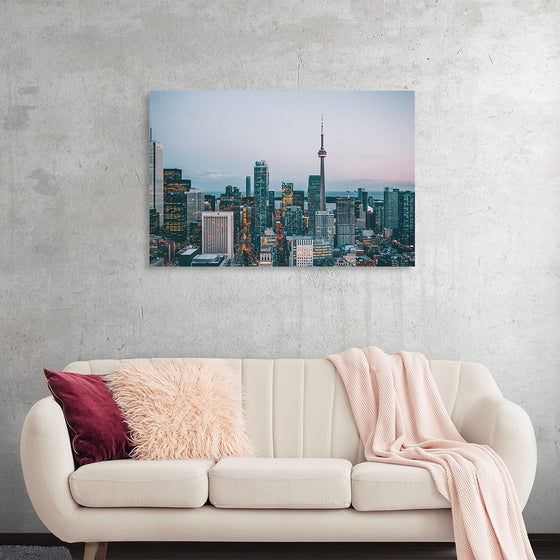 "Toronto Cityscape in Twilight with CN Tower"