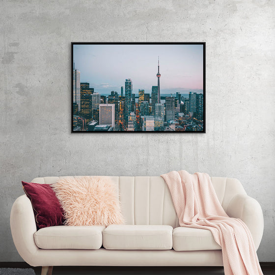 "Toronto Cityscape in Twilight with CN Tower"