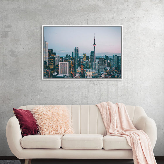 "Toronto Cityscape in Twilight with CN Tower"