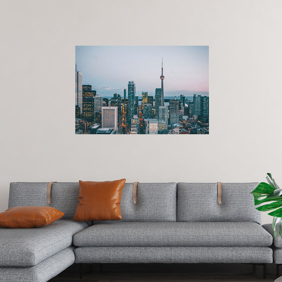 "Toronto Cityscape in Twilight with CN Tower"