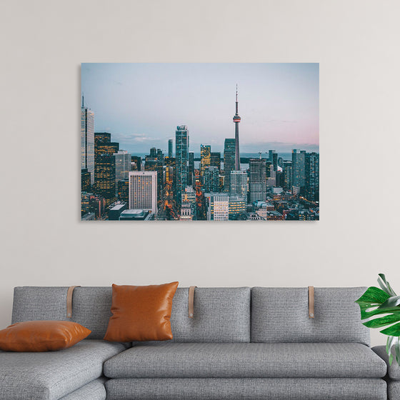 "Toronto Cityscape in Twilight with CN Tower"