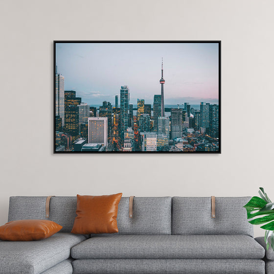 "Toronto Cityscape in Twilight with CN Tower"