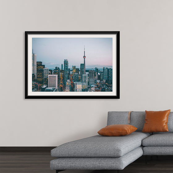 "Toronto Cityscape in Twilight with CN Tower"