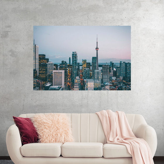 "Toronto Cityscape in Twilight with CN Tower"