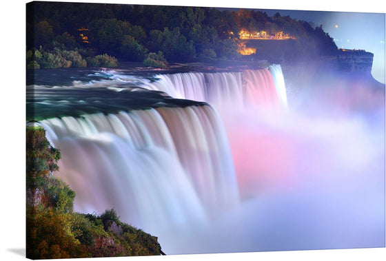 “Niagara falls during evening” is a stunning print that captures the natural beauty of the falls at dusk. The colors of the sky and the water are vibrant and the mist from the falls adds an ethereal quality to the image.