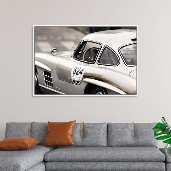 "Silver Vintage Racing Car"