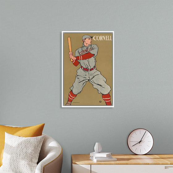 "Vintage Drawing of a Baseball Player Holding a Bat (1866-1925)", Edward Penfield