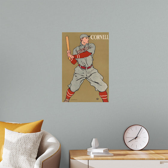 "Vintage Drawing of a Baseball Player Holding a Bat (1866-1925)", Edward Penfield