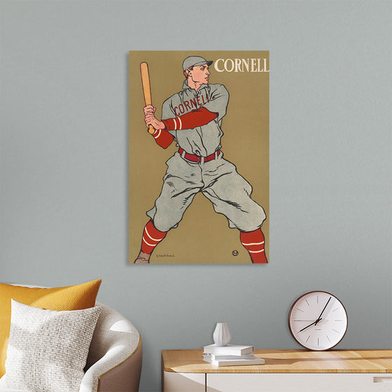 "Vintage Drawing of a Baseball Player Holding a Bat (1866-1925)", Edward Penfield