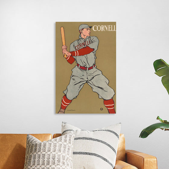 "Vintage Drawing of a Baseball Player Holding a Bat (1866-1925)", Edward Penfield