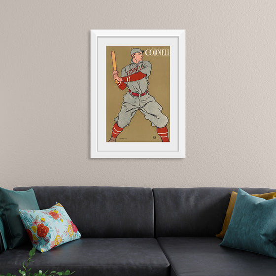 "Vintage Drawing of a Baseball Player Holding a Bat (1866-1925)", Edward Penfield