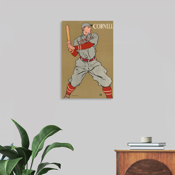 "Vintage Drawing of a Baseball Player Holding a Bat (1866-1925)", Edward Penfield