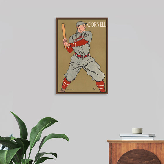 "Vintage Drawing of a Baseball Player Holding a Bat (1866-1925)", Edward Penfield