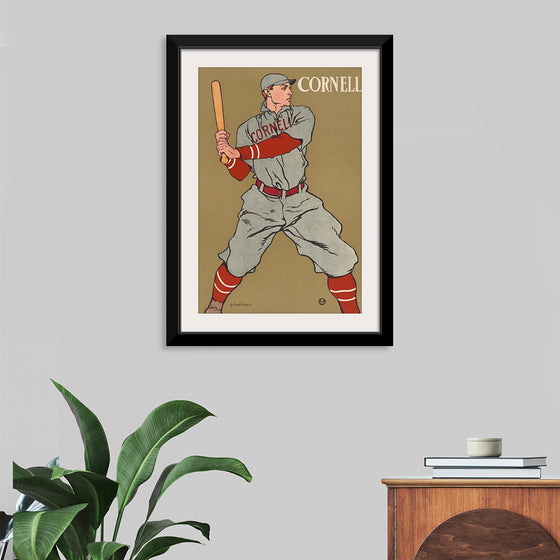 "Vintage Drawing of a Baseball Player Holding a Bat (1866-1925)", Edward Penfield