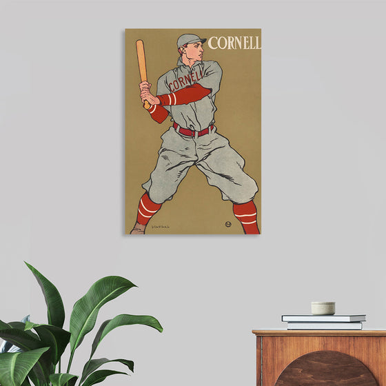 "Vintage Drawing of a Baseball Player Holding a Bat (1866-1925)", Edward Penfield