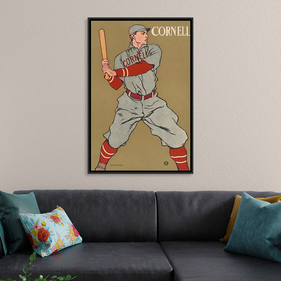 "Vintage Drawing of a Baseball Player Holding a Bat (1866-1925)", Edward Penfield