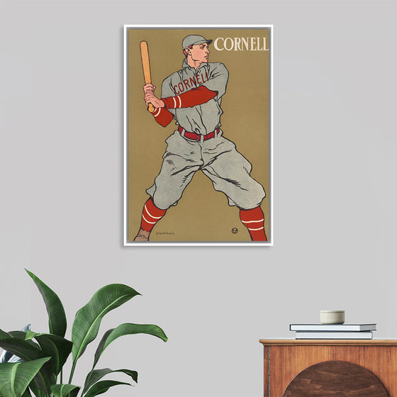 "Vintage Drawing of a Baseball Player Holding a Bat (1866-1925)", Edward Penfield