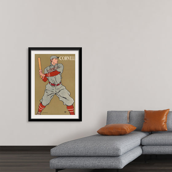 "Vintage Drawing of a Baseball Player Holding a Bat (1866-1925)", Edward Penfield