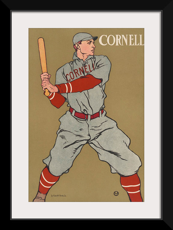 "Vintage Drawing of a Baseball Player Holding a Bat (1866-1925)", Edward Penfield