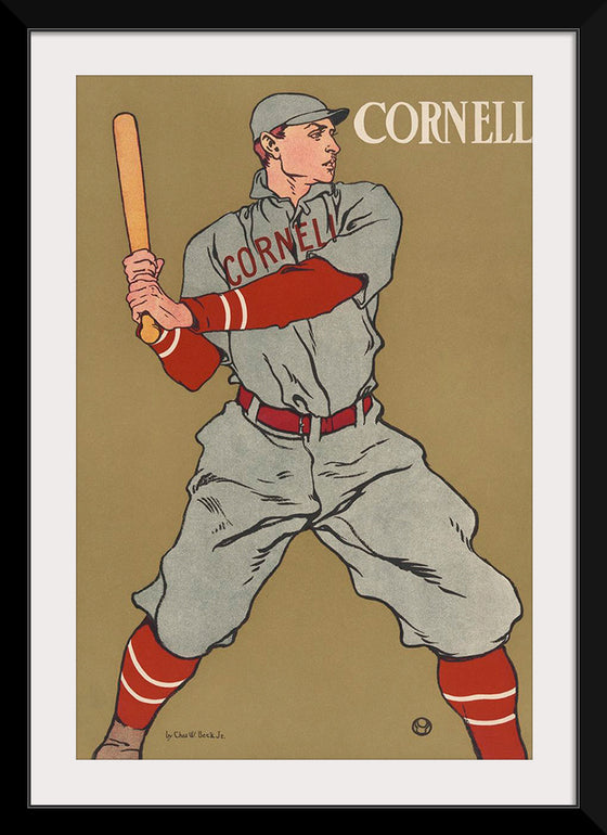 "Vintage Drawing of a Baseball Player Holding a Bat (1866-1925)", Edward Penfield