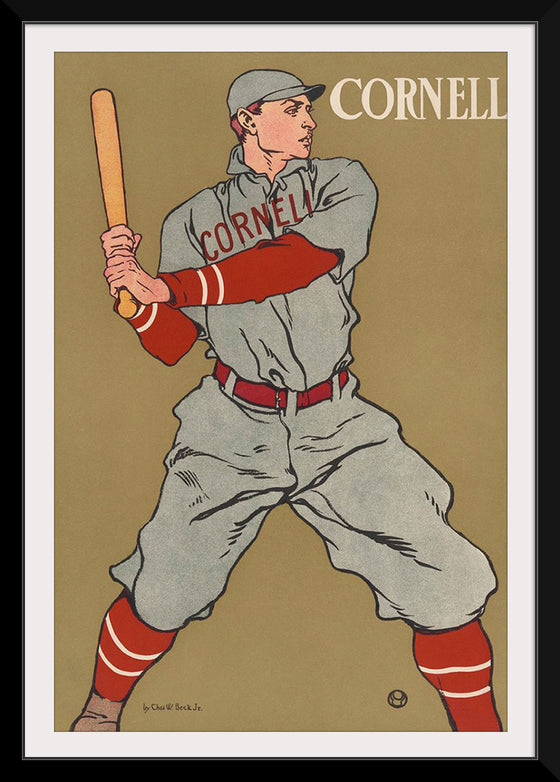 "Vintage Drawing of a Baseball Player Holding a Bat (1866-1925)", Edward Penfield