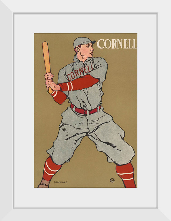 "Vintage Drawing of a Baseball Player Holding a Bat (1866-1925)", Edward Penfield