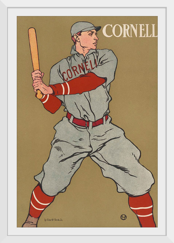 "Vintage Drawing of a Baseball Player Holding a Bat (1866-1925)", Edward Penfield