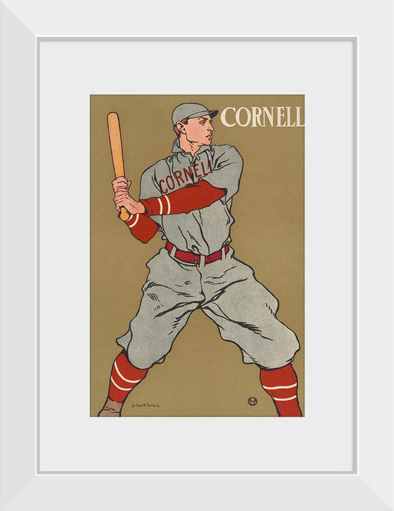 "Vintage Drawing of a Baseball Player Holding a Bat (1866-1925)", Edward Penfield