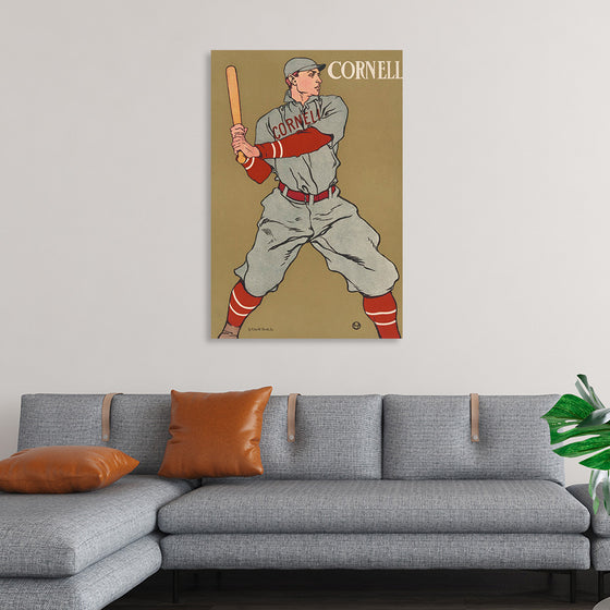 "Vintage Drawing of a Baseball Player Holding a Bat (1866-1925)", Edward Penfield