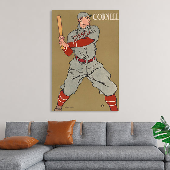 "Vintage Drawing of a Baseball Player Holding a Bat (1866-1925)", Edward Penfield