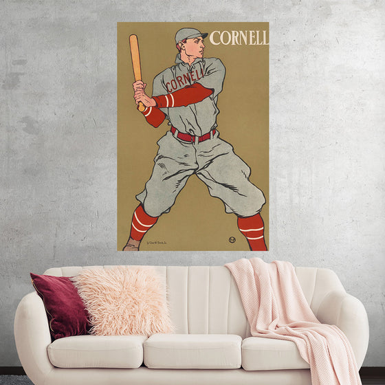 "Vintage Drawing of a Baseball Player Holding a Bat (1866-1925)", Edward Penfield