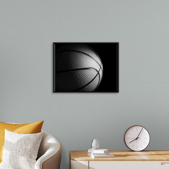 "Close Up of a Basketball in Black and White"