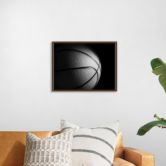 "Close Up of a Basketball in Black and White"