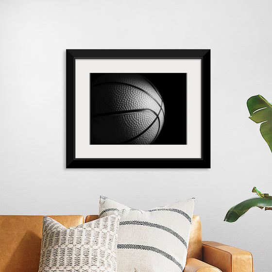 "Close Up of a Basketball in Black and White"