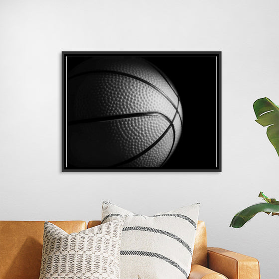 "Close Up of a Basketball in Black and White"