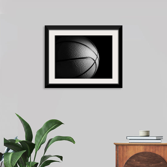 "Close Up of a Basketball in Black and White"